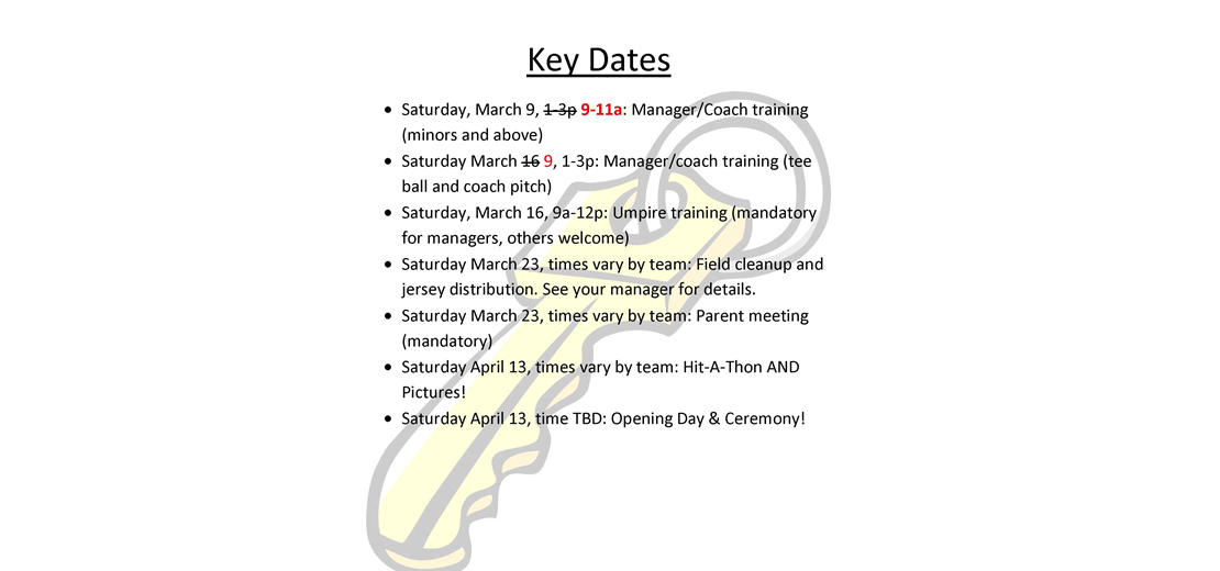Key Dates - 2024 Spring Season